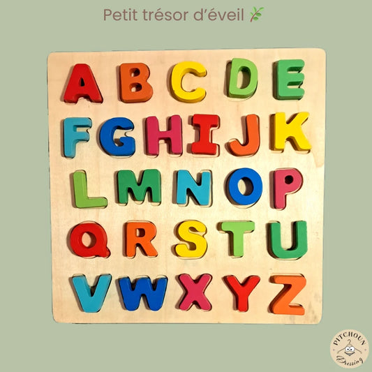 Jeu alphabet en bois - marque non précisée - état comme neuf
