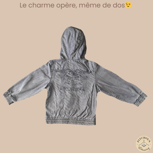 Manteau à carreau gris à capuche - Tonyboy - garçon 6 ans