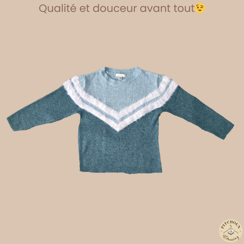 Pull tricolore - Vertbaudet - fille 6 ans