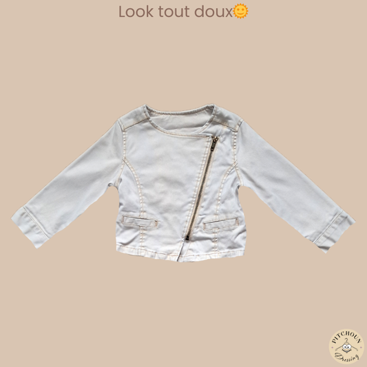 Veste beige pailletée zippée - Kidkanaï - fille 2 ans