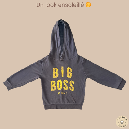 Sweat marron à capuche - Kiabi - garçon 5 ans