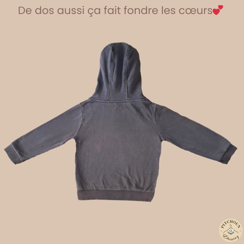 Sweat marron à capuche - Kiabi - garçon 5 ans